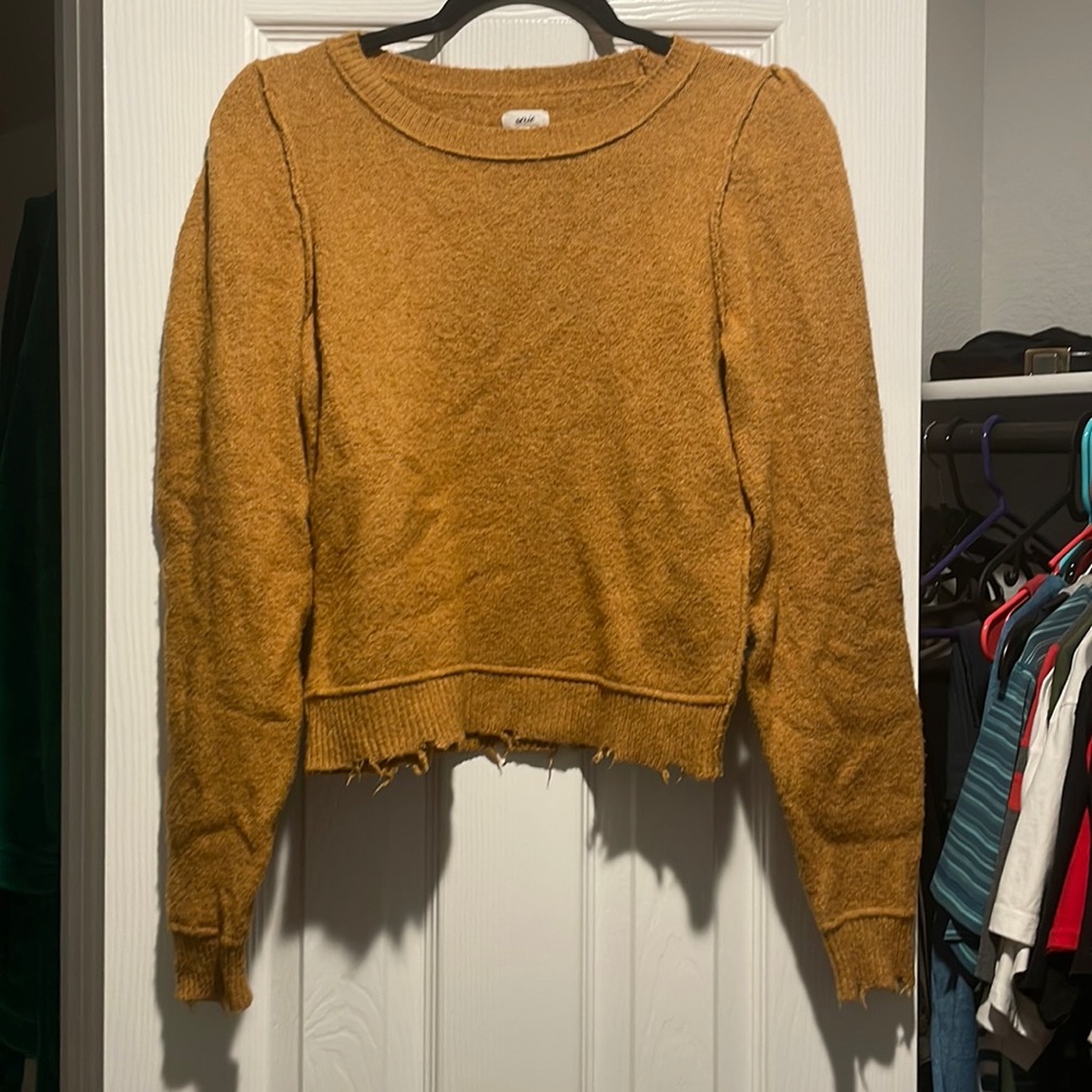 Distressed Mustard Aerie Sweater
